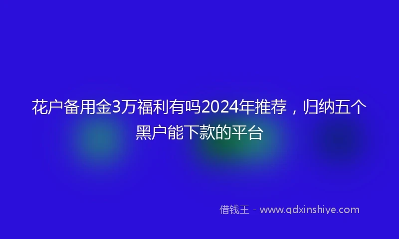 花户备用金3万福利有吗2024年推荐，归纳五个黑户能下款的平台