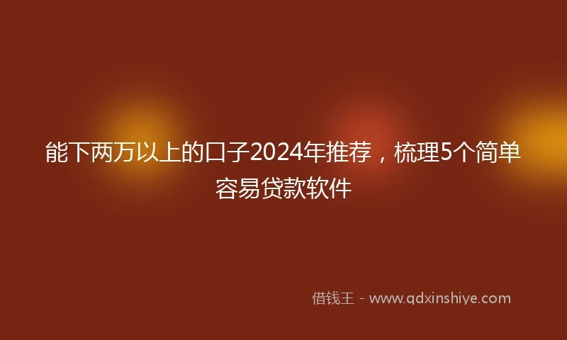 能下两万以上的口子2024年推荐，梳理5个简单容易贷款软件