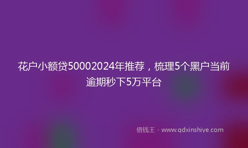 花户小额贷50002024年推荐，梳理5个黑户当前逾期秒下5万平台