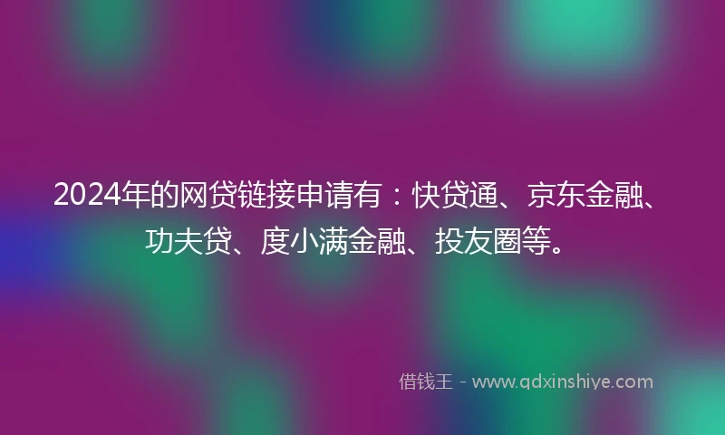 2024年的网贷链接申请有：快贷通、京东金融、功夫贷、度小满金融、投友圈等。