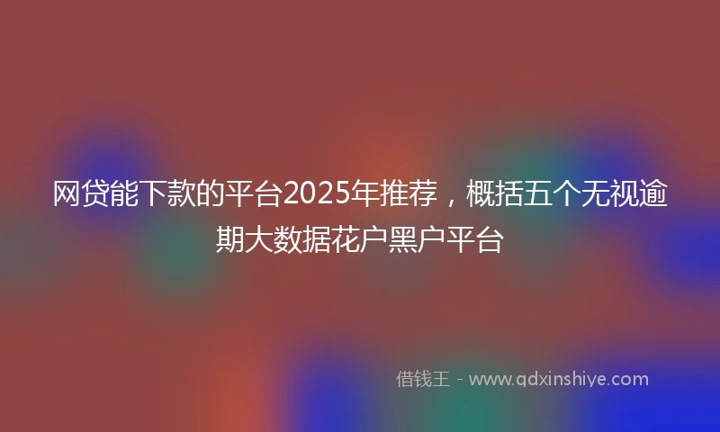 网贷能下款的平台2025年推荐，概括五个无视逾期大数据花户黑户平台