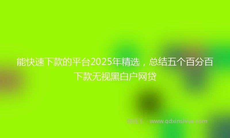 能快速下款的平台2025年精选，总结五个百分百下款无视黑白户网贷