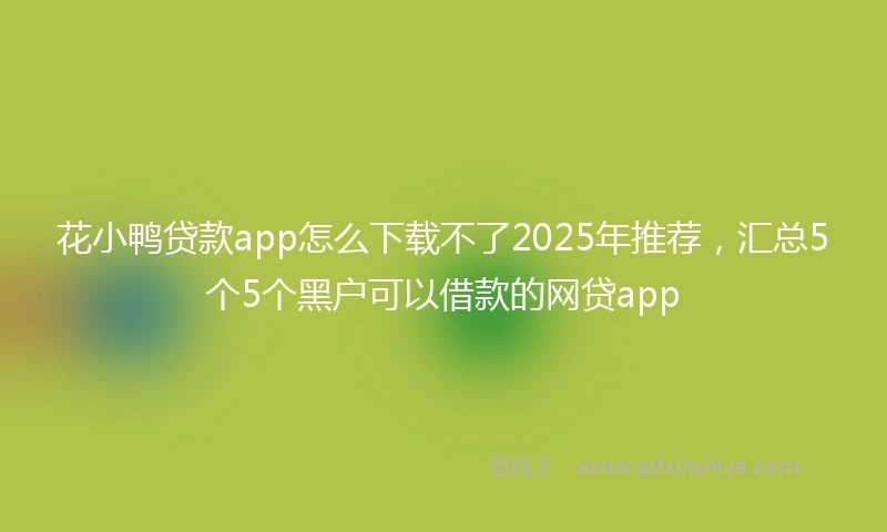 花小鸭贷款app怎么下载不了2025年推荐，汇总5个5个黑户可以借款的网贷app