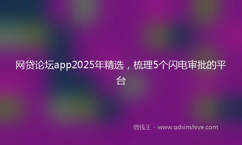 网贷论坛app2025年精选，梳理5个闪电审批的平台