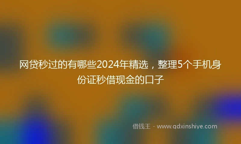 网贷秒过的有哪些2024年精选，整理5个手机身份证秒借现金的口子