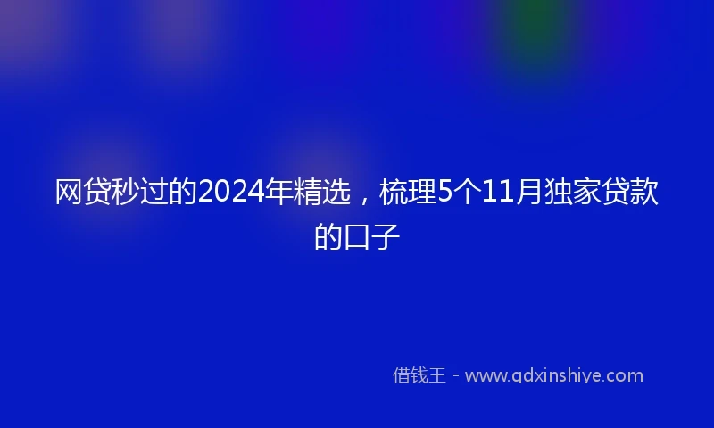 网贷秒过的2024年精选，梳理5个11月独家贷款的口子