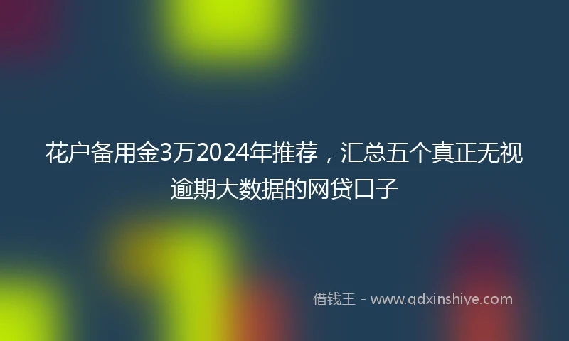 花户备用金3万2024年推荐，汇总五个真正无视逾期大数据的网贷口子