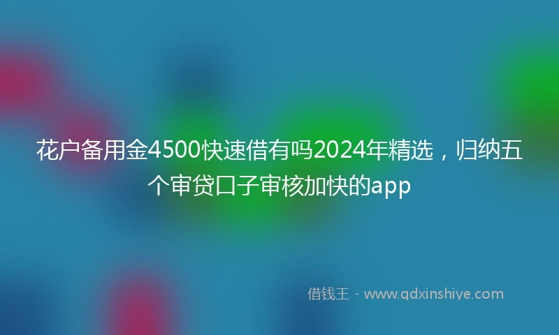 花户备用金4500快速借有吗2024年精选，归纳五个审贷口子审核加快的app