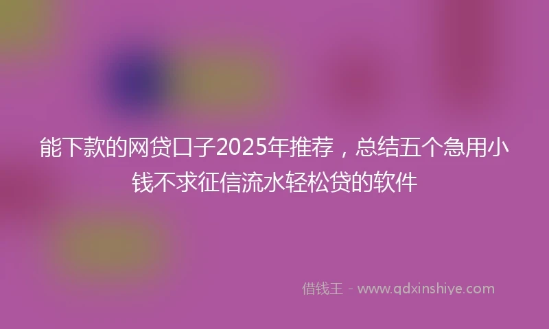 能下款的网贷口子2025年推荐，总结五个急用小钱不求征信流水轻松贷的软件