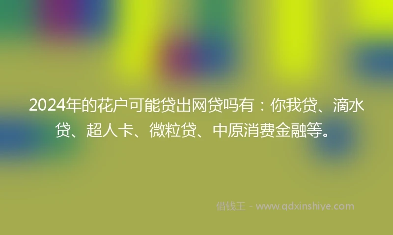 2024年的花户可能贷出网贷吗有：你我贷、滴水贷、超人卡、微粒贷、中原消费金融等。