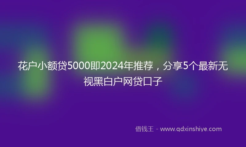 花户小额贷5000即2024年推荐，分享5个最新无视黑白户网贷口子