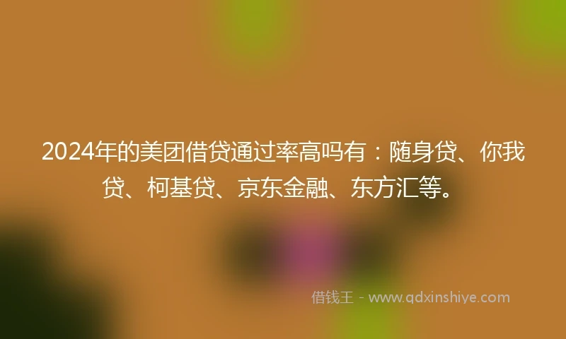 2024年的美团借贷通过率高吗有：随身贷、你我贷、柯基贷、京东金融、东方汇等。