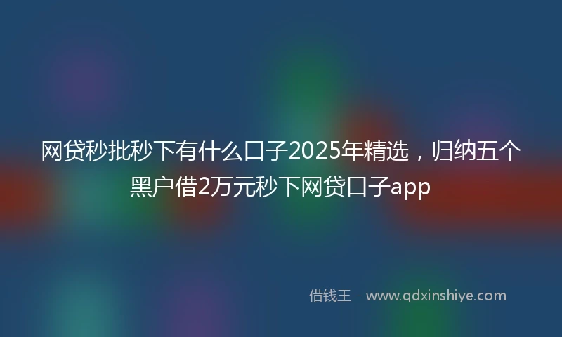 网贷秒批秒下有什么口子2025年精选，归纳五个黑户借2万元秒下网贷口子app