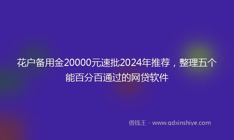 花户备用金20000元速批2024年推荐，整理五个能百分百通过的网贷软件