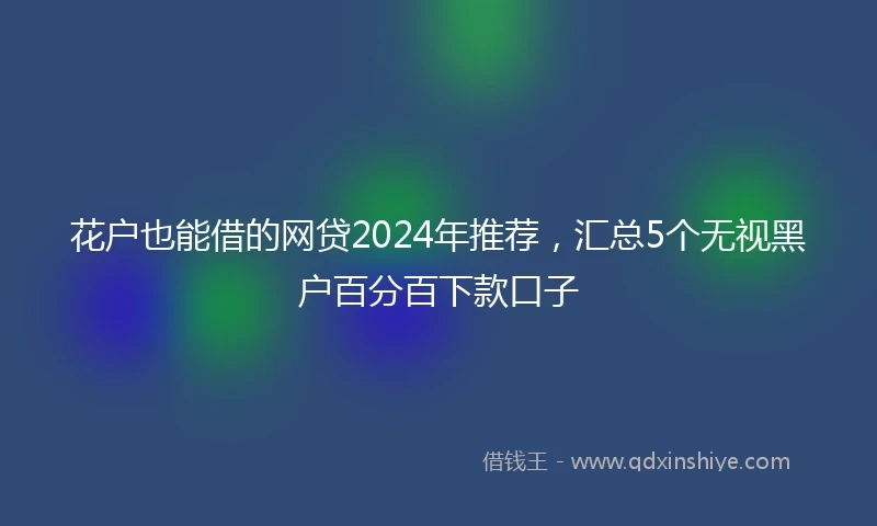 花户也能借的网贷2024年推荐，汇总5个无视黑户百分百下款口子