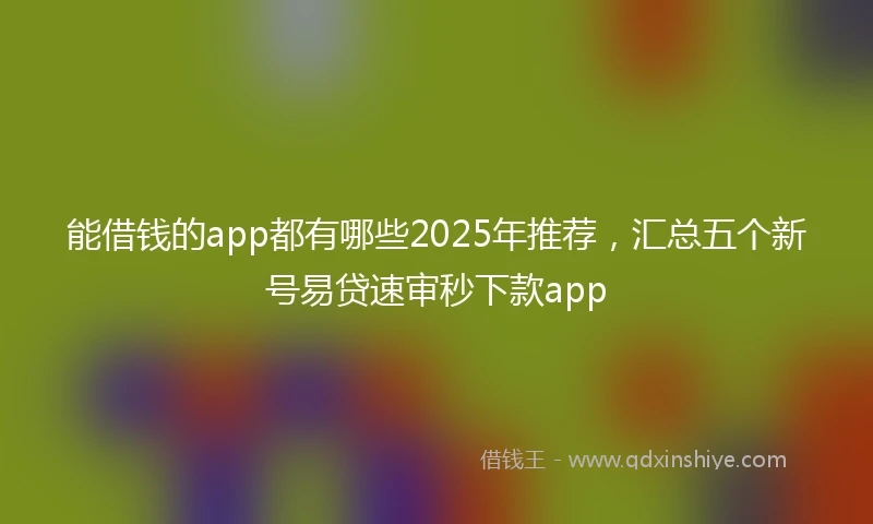 能借钱的app都有哪些2025年推荐，汇总五个新号易贷速审秒下款app