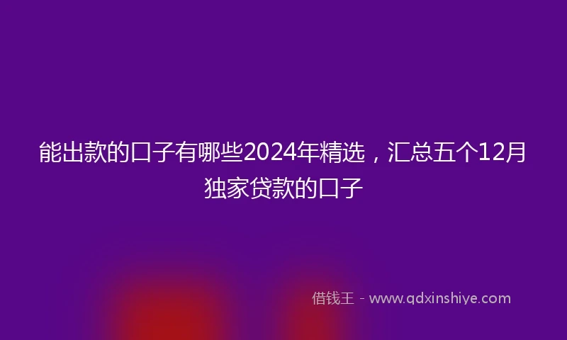 能出款的口子有哪些2024年精选，汇总五个12月独家贷款的口子