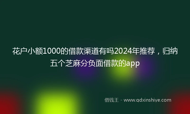花户小额1000的借款渠道有吗2024年推荐，归纳五个芝麻分负面借款的app