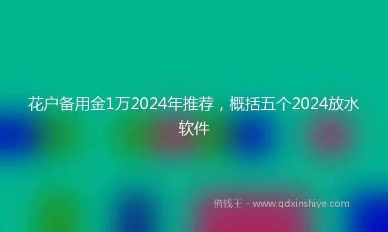 花户备用金1万2024年推荐，概括五个2024放水软件