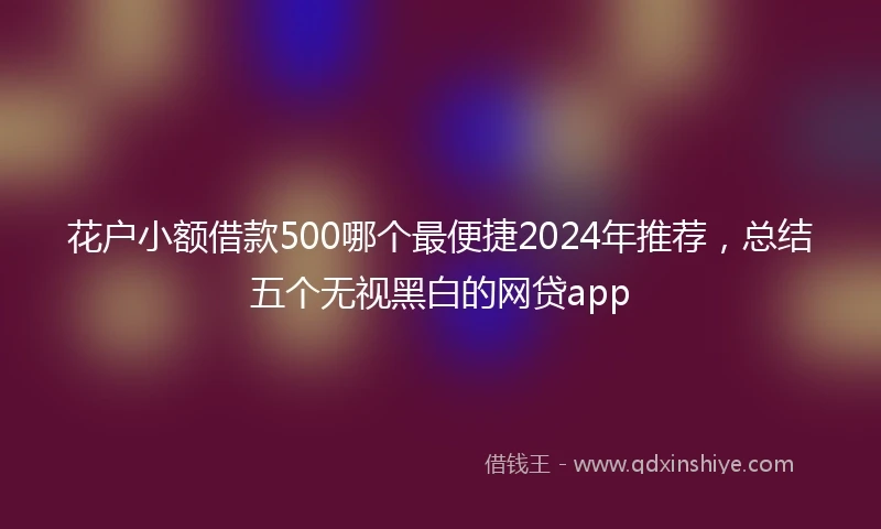 花户小额借款500哪个最便捷2024年推荐，总结五个无视黑白的网贷app