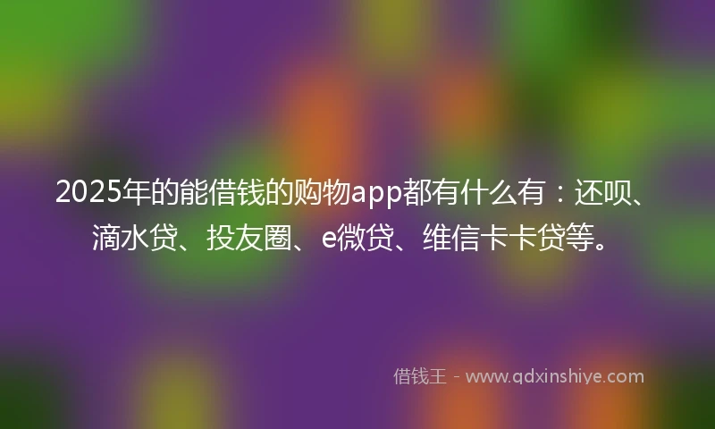 2025年的能借钱的购物app都有什么有：还呗、滴水贷、投友圈、e微贷、维信卡卡贷等。