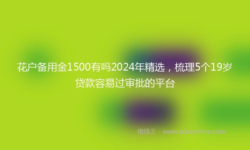 花户备用金1500有吗2024年精选，梳理5个19岁贷款容易过审批的平台