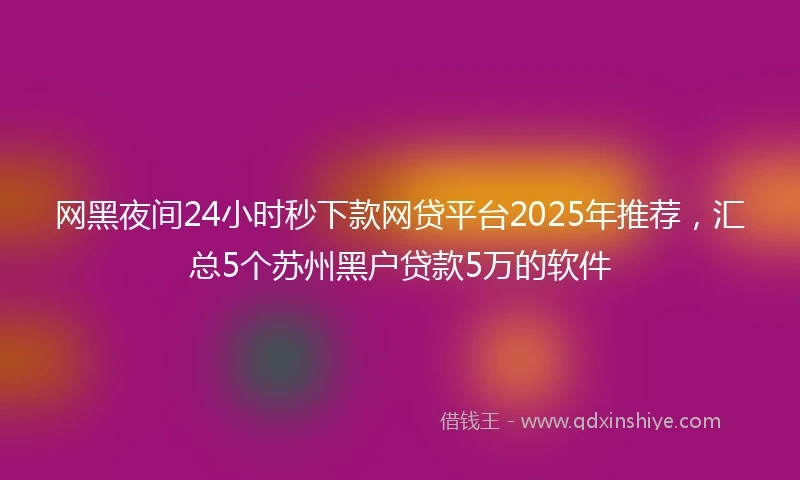 网黑夜间24小时秒下款网贷平台2025年推荐，汇总5个苏州黑户贷款5万的软件