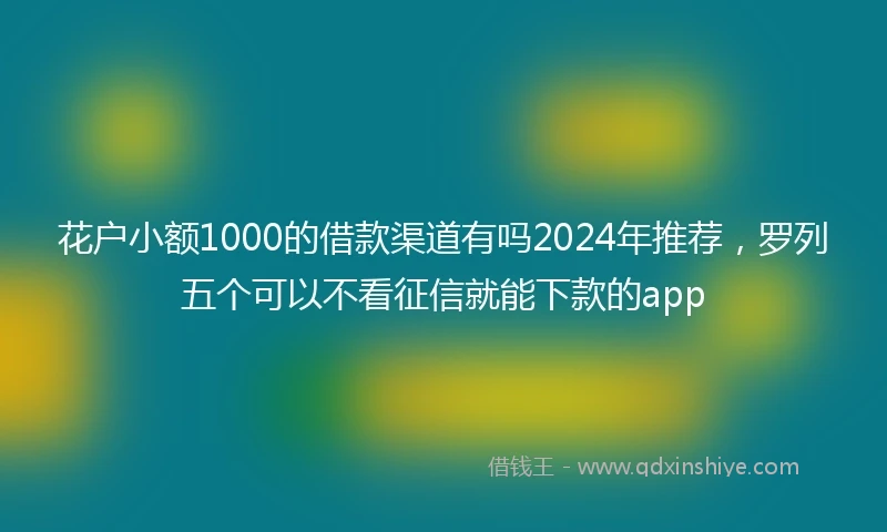 花户小额1000的借款渠道有吗2024年推荐，罗列五个可以不看征信就能下款的app