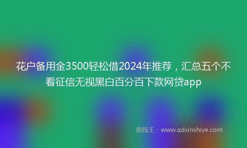 花户备用金3500轻松借2024年推荐,汇总五个不看征信无视黑白百分百下款网贷app