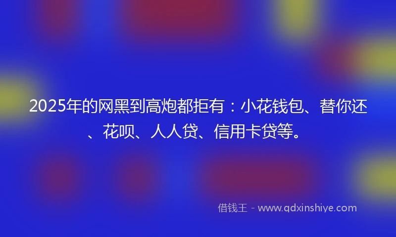 2025年的网黑到高炮都拒有：小花钱包、替你还、花呗、人人贷、信用卡贷等。