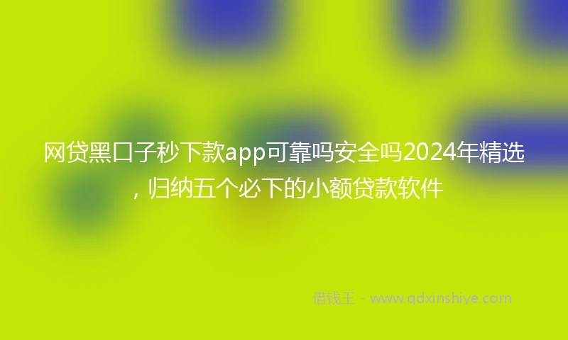 网贷黑口子秒下款app可靠吗安全吗2024年精选，归纳五个必下的小额贷款软件