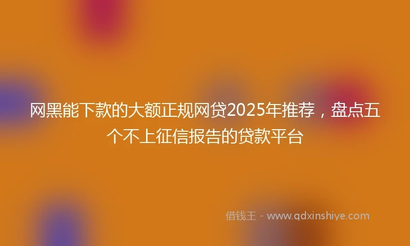 网黑能下款的大额正规网贷2025年推荐，盘点五个不上征信报告的贷款平台