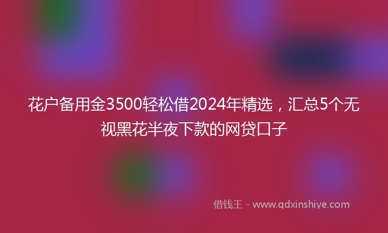 花户备用金3500轻松借2024年精选，汇总5个无视黑花半夜下款的网贷口子