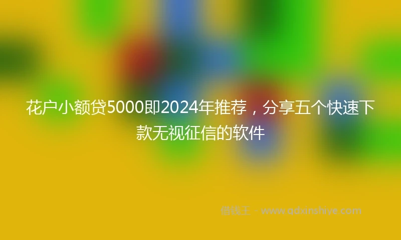花户小额贷5000即2024年推荐，分享五个快速下款无视征信的软件