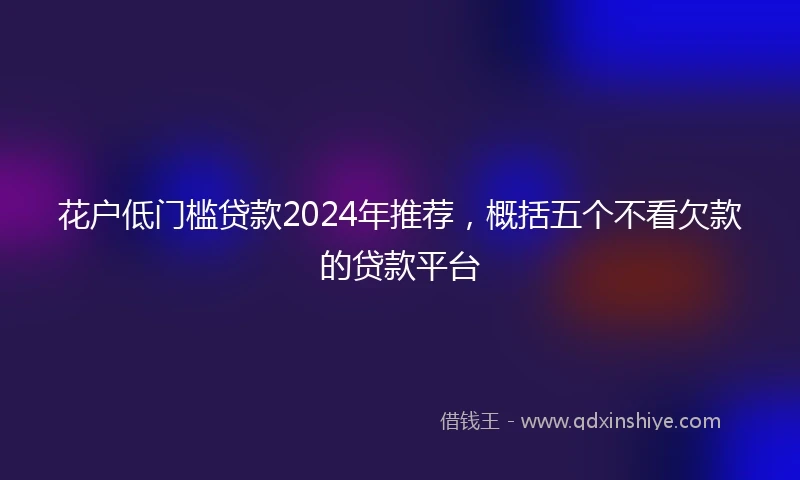 花户低门槛贷款2024年推荐，概括五个不看欠款的贷款平台