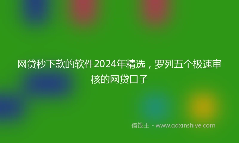 网贷秒下款的软件2024年精选，罗列五个极速审核的网贷口子