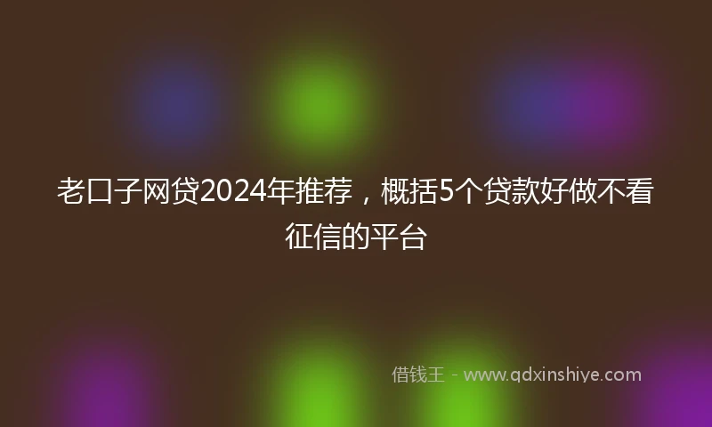 老口子网贷2024年推荐，概括5个贷款好做不看征信的平台