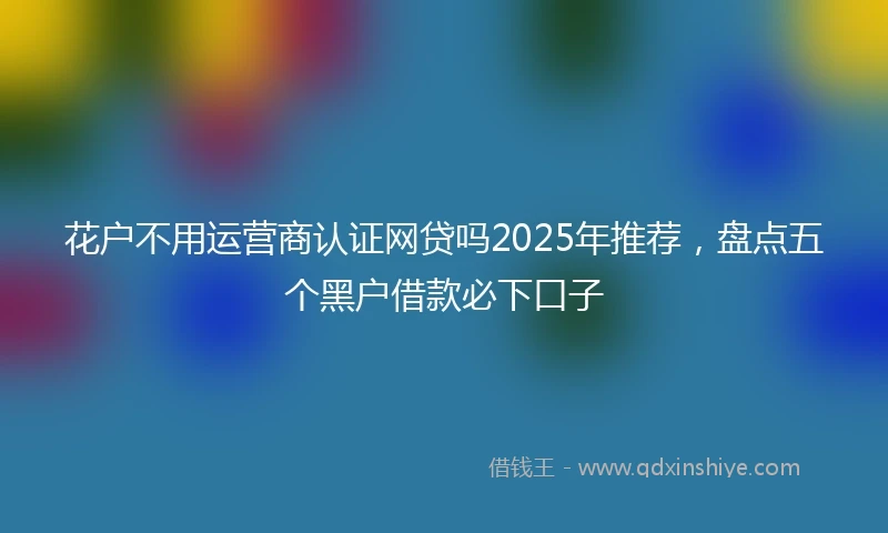 花户不用运营商认证网贷吗2025年推荐，盘点五个黑户借款必下口子
