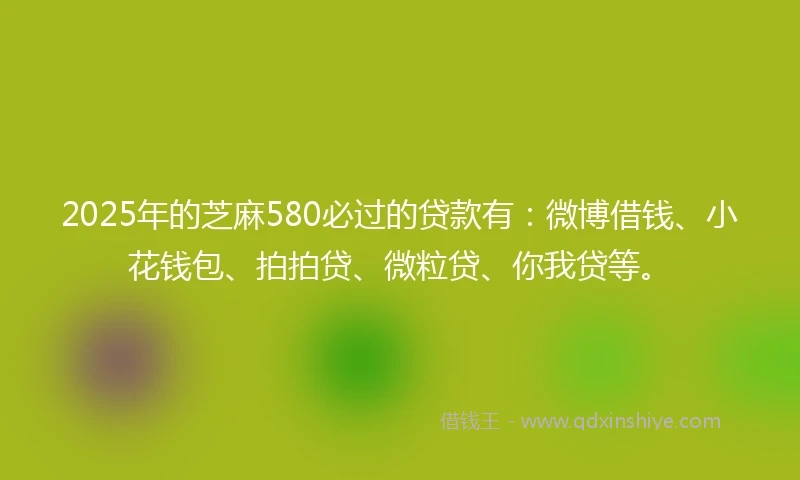 2025年的芝麻580必过的贷款有：微博借钱、小花钱包、拍拍贷、微粒贷、你我贷等。