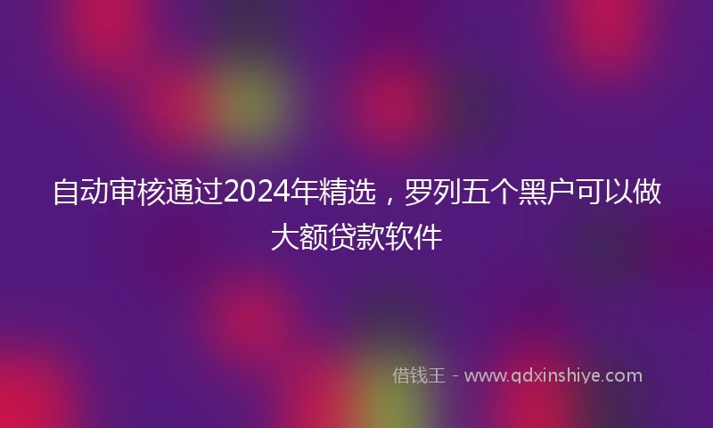 自动审核通过2024年精选，罗列五个黑户可以做大额贷款软件