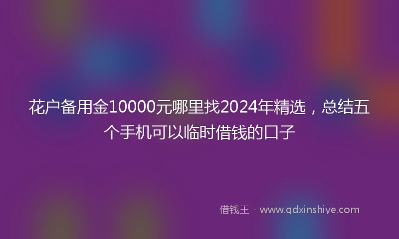 花户备用金10000元哪里找2024年精选，总结五个手机可以临时借钱的口子