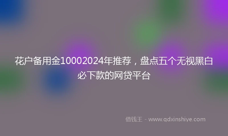 花户备用金10002024年推荐，盘点五个无视黑白必下款的网贷平台