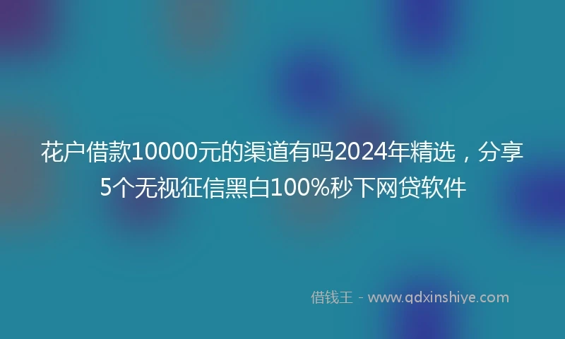花户借款10000元的渠道有吗2024年精选，分享5个无视征信黑白100%秒下网贷软件