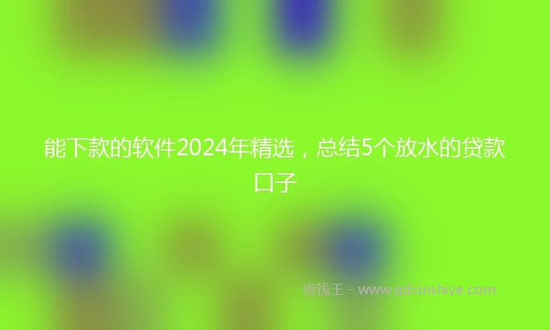 能下款的软件2024年精选，总结5个放水的贷款口子