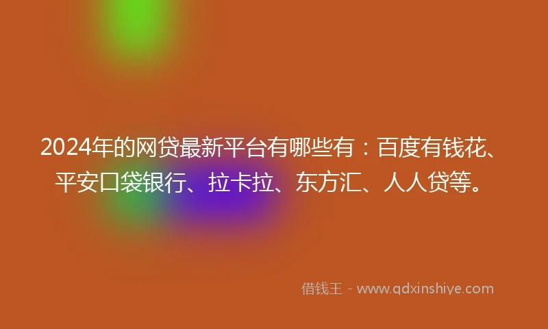 2024年的网贷最新平台有哪些有：百度有钱花、平安口袋银行、拉卡拉、东方汇、人人贷等。