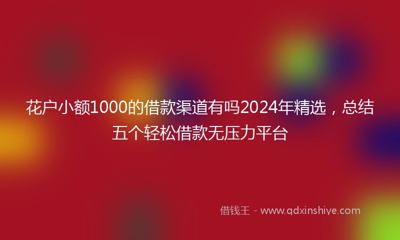 花户小额1000的借款渠道有吗2024年精选,总结五个轻松借款无压力平台