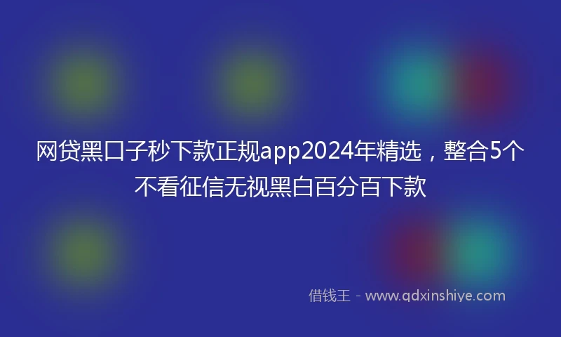 网贷黑口子秒下款正规app2024年精选,整合5个不看征信无视黑白百分百下款
