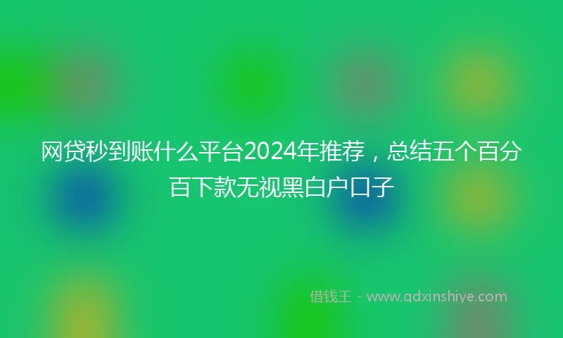 网贷秒到账什么平台2024年推荐，总结五个百分百下款无视黑白户口子