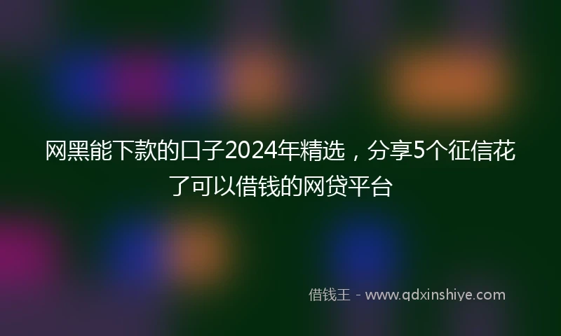 网黑能下款的口子2024年精选，分享5个征信花了可以借钱的网贷平台