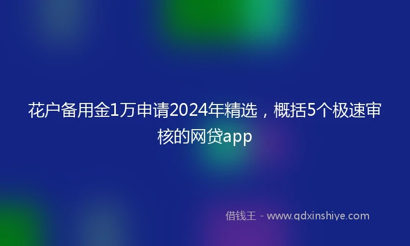 花户备用金1万申请2024年精选，概括5个极速审核的网贷app